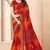 red orange chiffon bandhani double shaded printed saree with blouse 