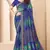 blue green chiffon bandhani double shaded printed saree with blouse 