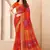 orange pink chiffon bandhani double shaded printed saree with blouse 