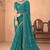turquoise green chiffon bandhani geometric printed saree with blouse 