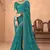 turquoise green chiffon bandhani geometric printed saree with blouse 