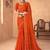 orange chiffon bandhani geometric printed saree with blouse 