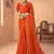 orange chiffon bandhani geometric printed saree with blouse 