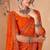 orange chiffon bandhani geometric printed saree with blouse 