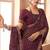 wine chiffon bandhani geometric printed saree with blouse 