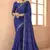 blue chiffon bandhani geometric printed saree with blouse 