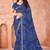 blue chiffon bandhani geometric printed saree with blouse 