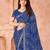 blue chiffon bandhani geometric printed saree with blouse 