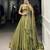green Fendi Silk Sequins Thread Embroidered Belt Lehenga Choli