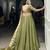 green Fendi Silk Sequins Thread Embroidered Belt Lehenga Choli