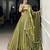 green Fendi Silk Sequins Thread Embroidered Belt Lehenga Choli