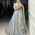 sky blue Fendi Silk Sequins Thread Embroidered Belt Lehenga Choli