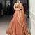 orange Fendi Silk Sequins Thread Embroidered Belt Lehenga Choli