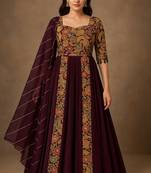 Purple embroidered suit with dupatta
