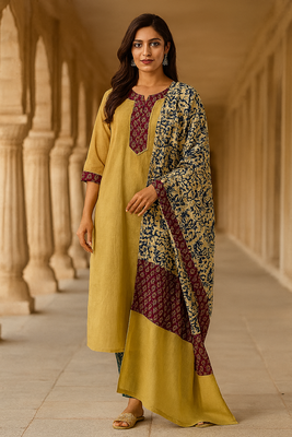 Cotton patchwrok kurta with dupatta 1