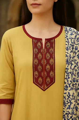 Cotton patchwrok kurta with dupatta