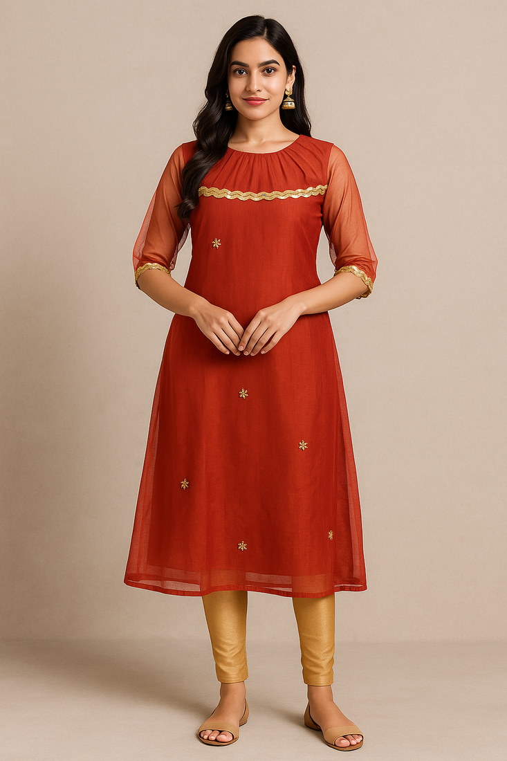 Super net gota kurta