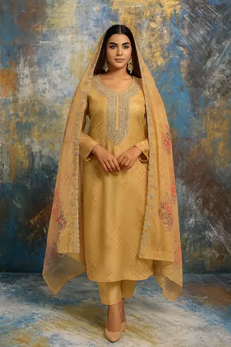 Soft organza ochre suit set