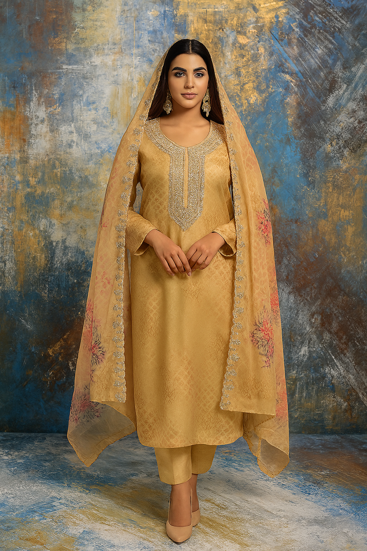 Soft organza ochre suit set
