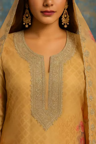 Soft organza ochre suit set