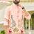 Peach pink malai satin kurta with embroidery work nehru jacket