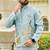 Sky blue malai satin kurta with embroidery work nehru jacket