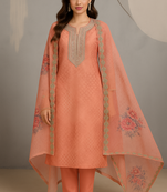 Soft organza pink suit set