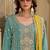 Sky embroidered chinon semi-stitched palazzo style salwar suit
