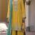 Yellow embroidered chinon semi-stitched palazzo style salwar suit