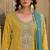 Yellow embroidered chinon semi-stitched palazzo style salwar suit
