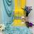 Yellow embroidered chinon semi-stitched palazzo style salwar suit