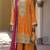 Orange embroidered chinon semi-stitched palazzo style salwar suit