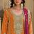 Orange embroidered chinon semi-stitched palazzo style salwar suit