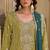 Mustard embroidered chinon semi-stitched palazzo style salwar suit
