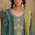 Aqua blue embroidered chinon semi-stitched palazzo style salwar suit