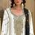 White embroidered chinon semi-stitched palazzo style salwar suit
