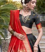 black Paithani Jacquard Silk Lehenga Choli with Weaving Zari Tassel Dupatta