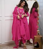 Pink embroidered kurta pant set