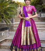 pink Paithani Jacquard Silk Lehenga Choli with Weaving Zari & Tassel Dupatta