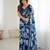 blue rich georgette silk with flowers printed beautiful tone colour mirror work boarder saree