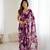 purple georgette flowers printed mirror work border saree