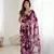 purple georgette flowers printed mirror work border saree