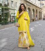 LIME YELLOW CHINON SHARAR SUIT