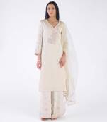 Grey embroidered organza sharara