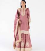 Onion-pink embroidered chanderi sharara