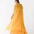 Yellow embroidered chiffon cape set