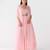 Pink embroidered chiffon cape set