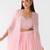Pink embroidered chiffon cape set