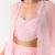 Pink embroidered chiffon cape set