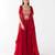 Red embroidered chiffon cape set